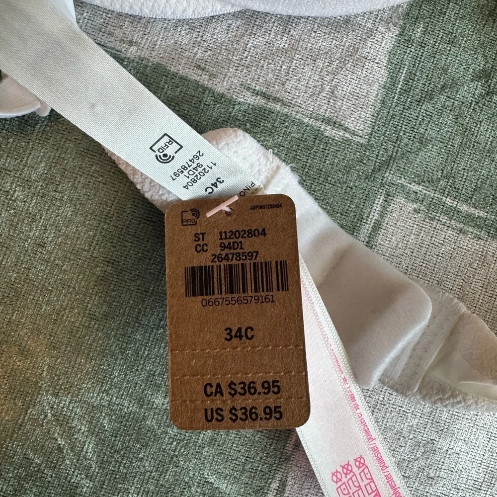 NWT Pink White Bra with Hot Pink Lining Size 34C